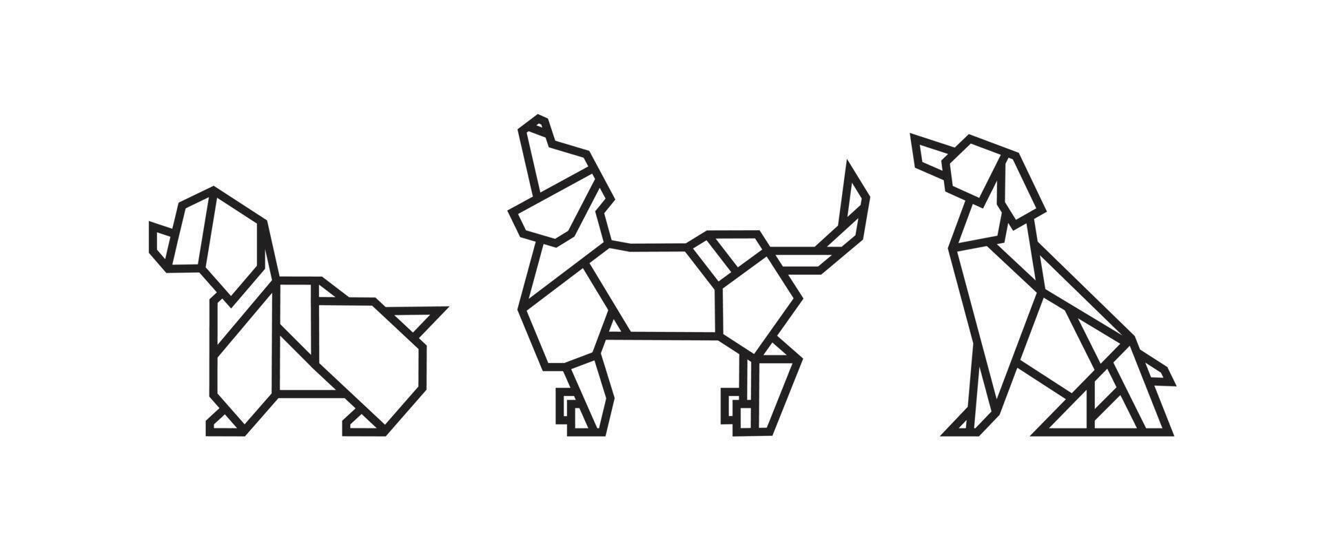 illustrations de chien dans un style origami vecteur