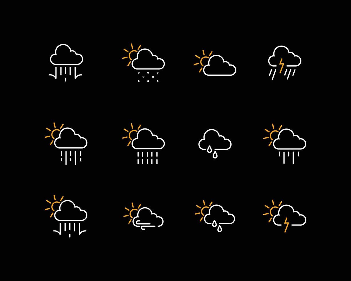 icônes de ciel couvert pour les prévisions météorologiques vecteur