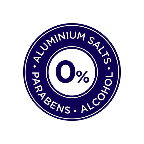 Icône sans sels d&#39;aluminium, parabènes et sans alcool. vecteur