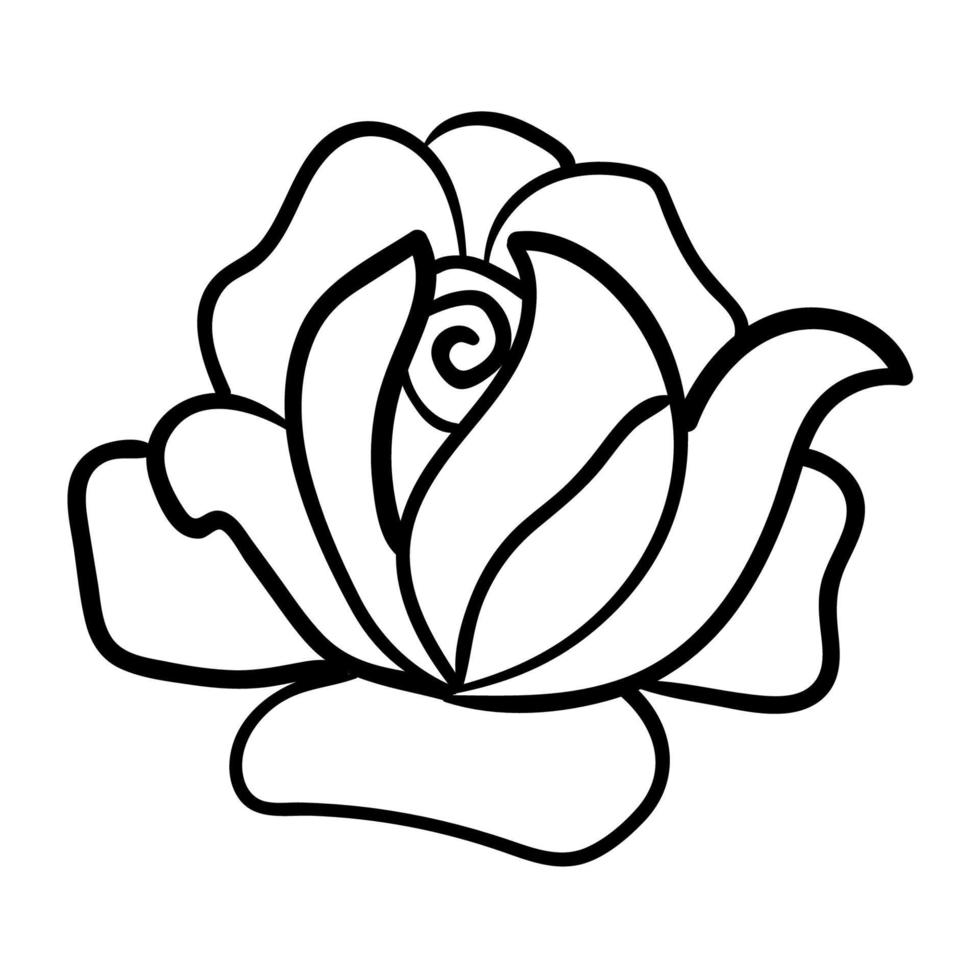 dessin animé mignon doodle rose isolé sur fond blanc. élément floral. vecteur