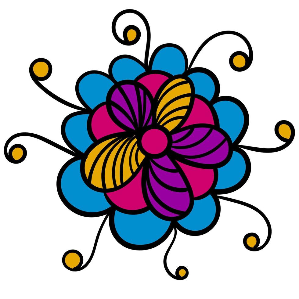 fleur de doodle dessin animé mignon isolé sur fond blanc. élément floral pour la conception. vecteur