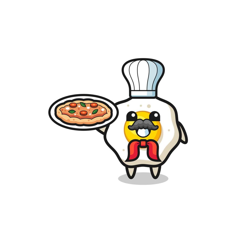 personnage d'oeuf au plat en tant que mascotte de chef italien vecteur