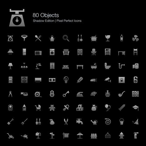 Objets Pixel Perfect Icons Shadow Edition. vecteur