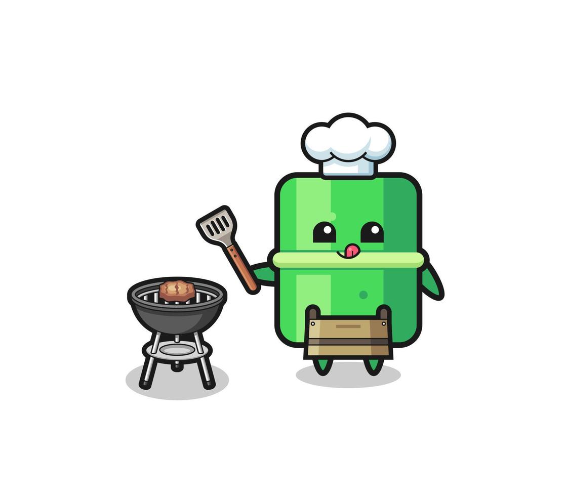 chef de barbecue en bambou avec un grill vecteur