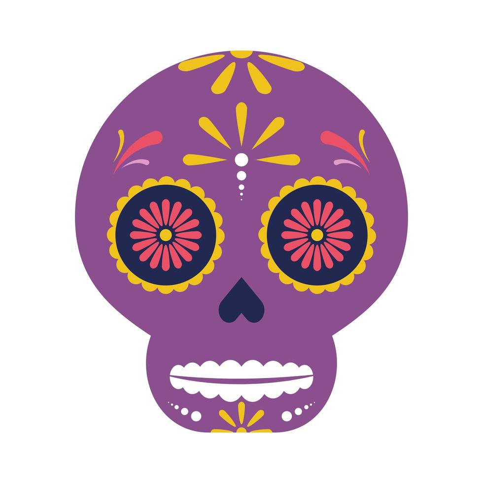 icône de tête de crâne mexicaine traditionnelle vecteur