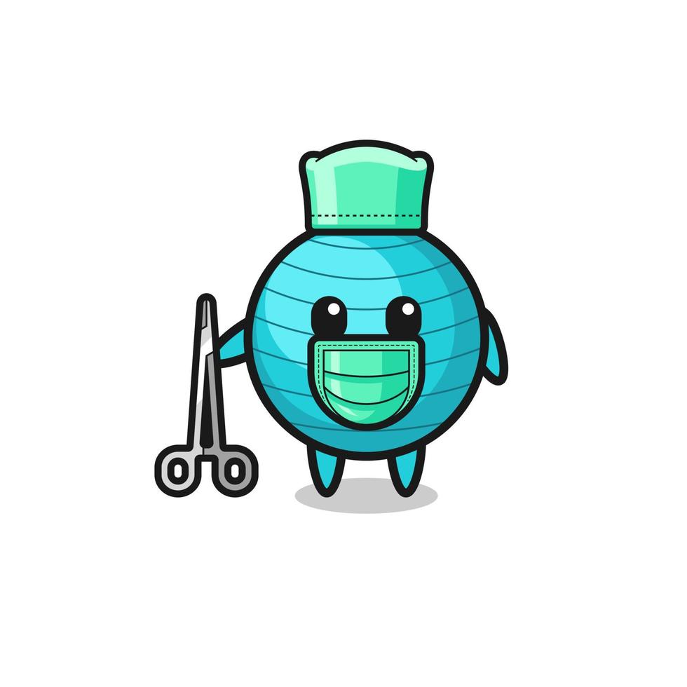 personnage de mascotte de ballon d'exercice de chirurgien vecteur