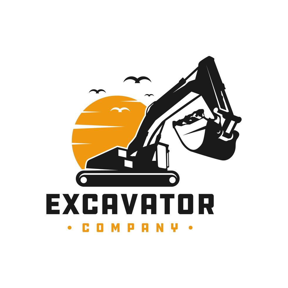 logo d'outil de construction d'excavatrice vecteur