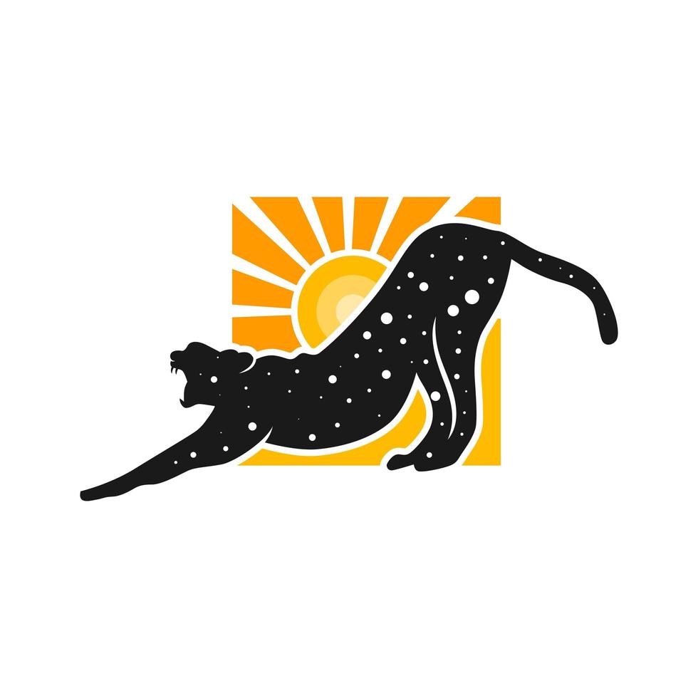 logo animal guépard avec soleil vecteur