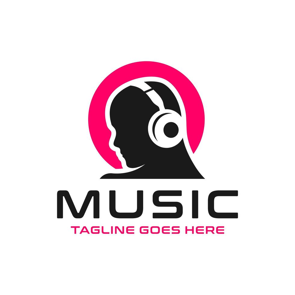 logo écouter de la musique avec un casque vecteur