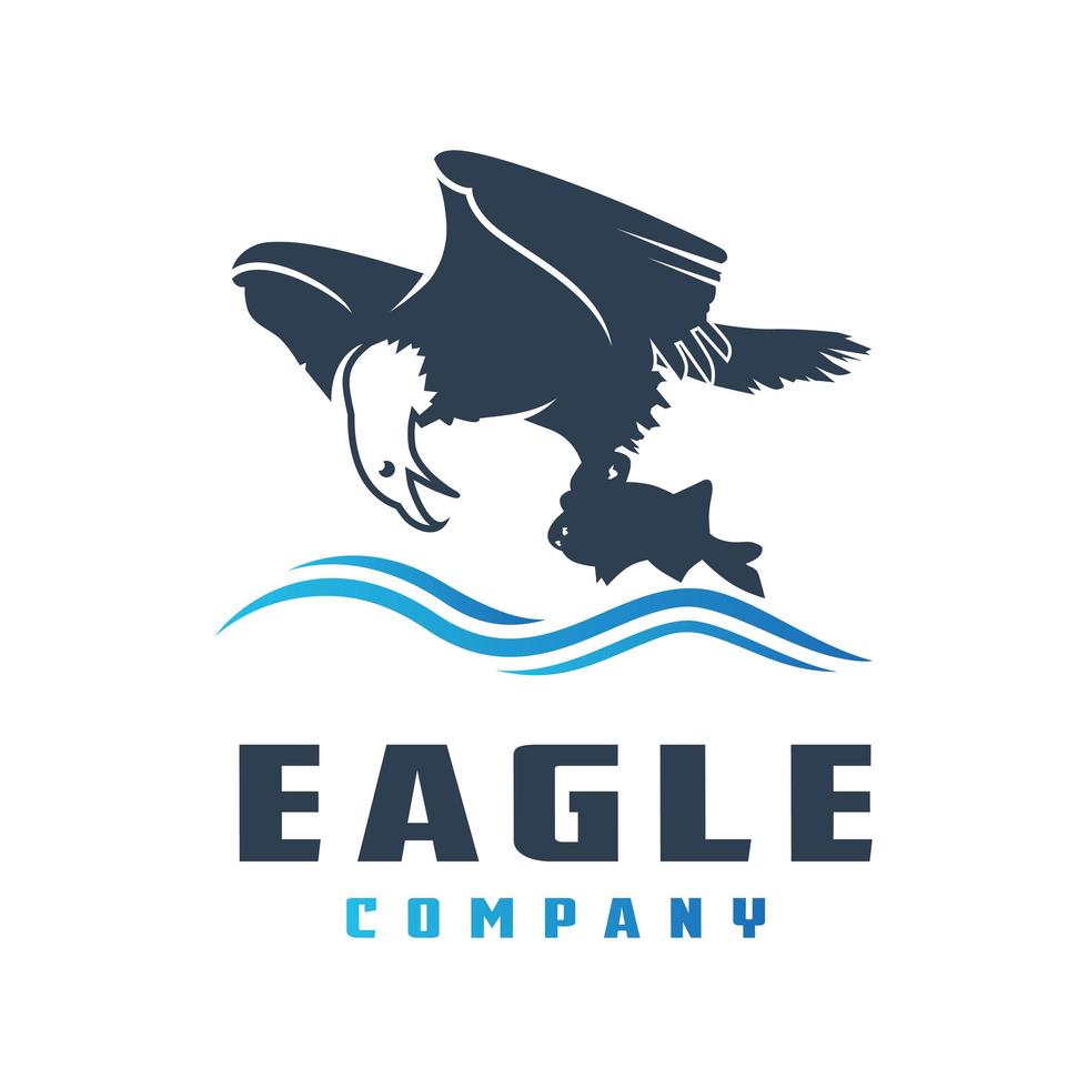 la conception du logo de l'aigle se nourrit de poissons vecteur