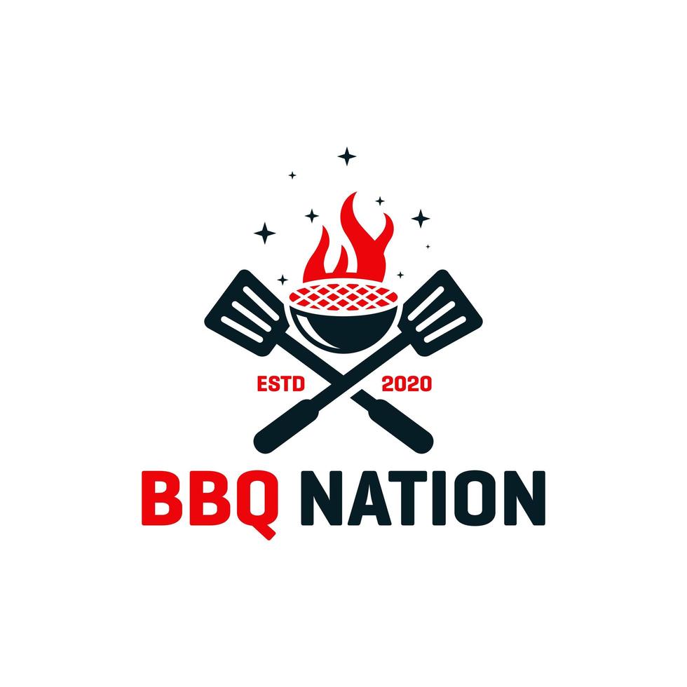 création de logo de cuisinière barbecue vecteur