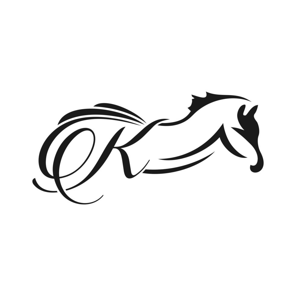 initiales cheval logo design k vecteur