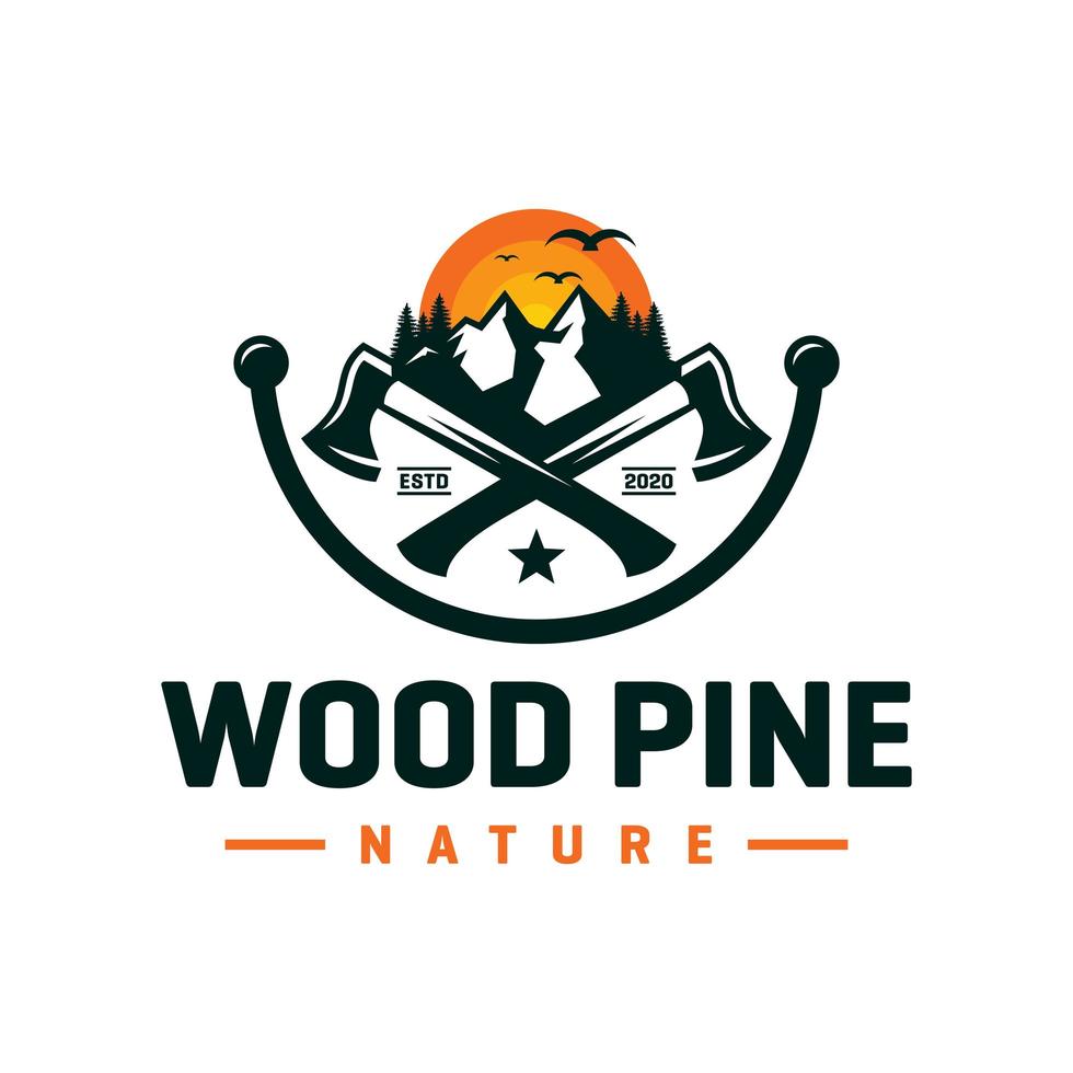 création de logo en bois de pin vecteur