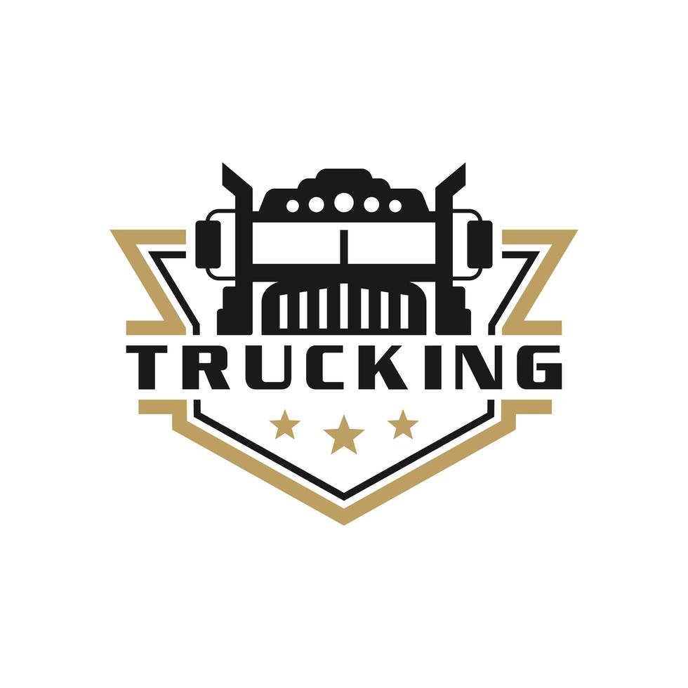 logo de bouclier de camion de transport vecteur