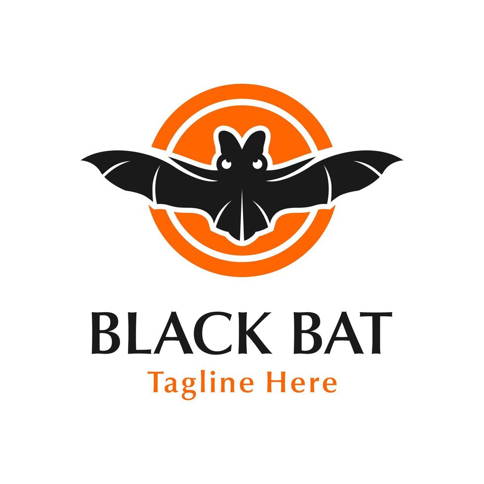 création de logo de chauve-souris noire avec cercle vecteur