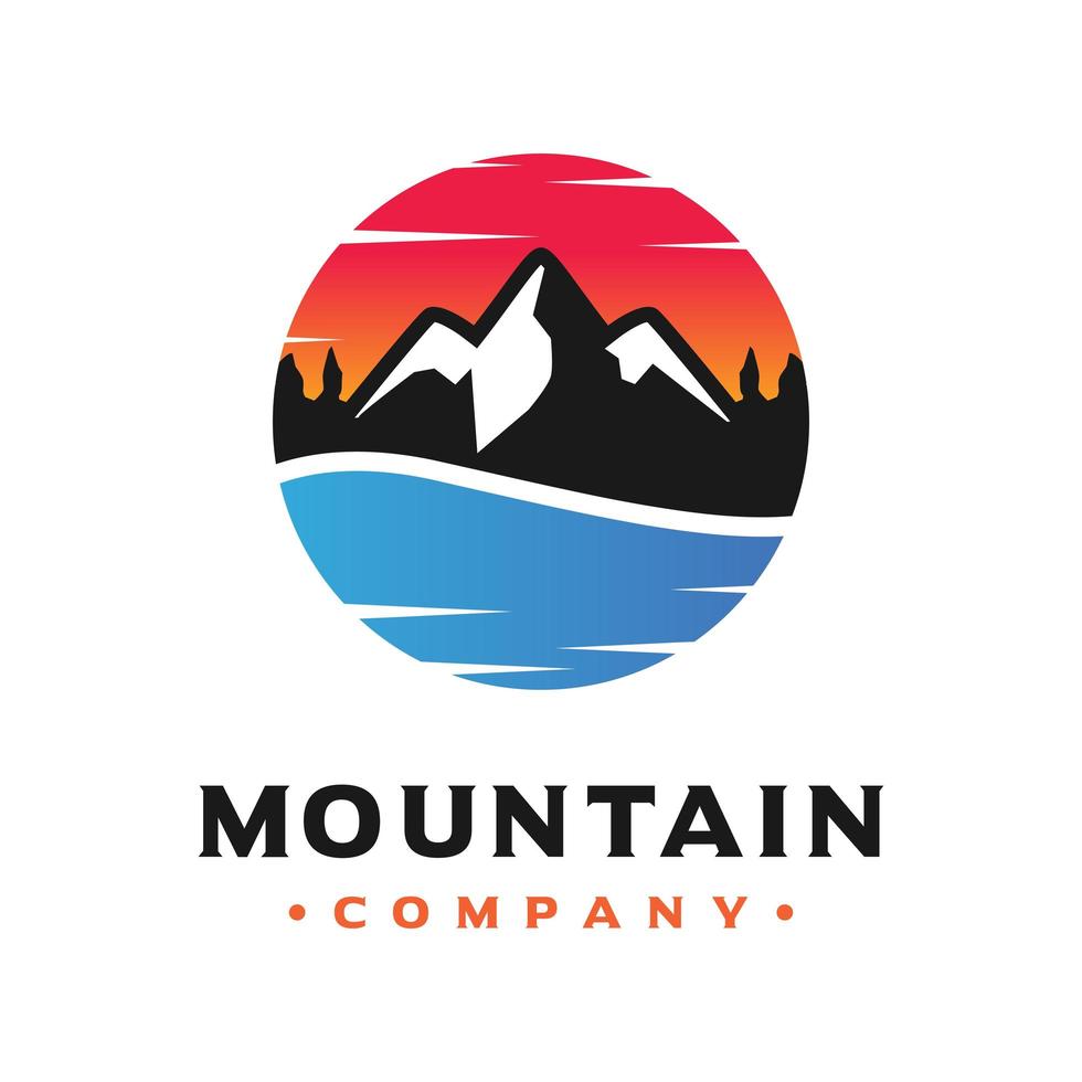 création de logo de paysage de montagne et de mer vecteur