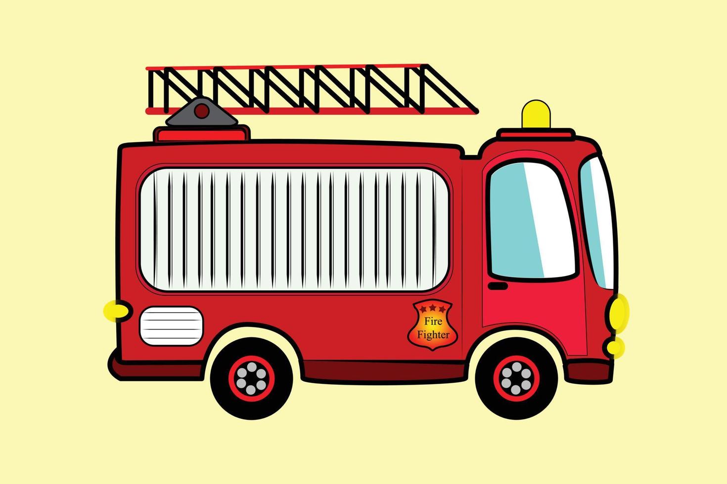 style de dessin animé de camion de pompiers. enfants, thème pour enfants vecteur