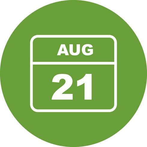 21 août Date sur un calendrier d&#39;un jour vecteur