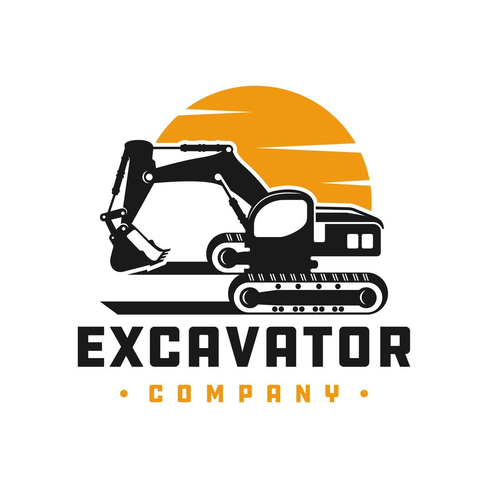 logo d'outil de construction d'excavatrice vecteur