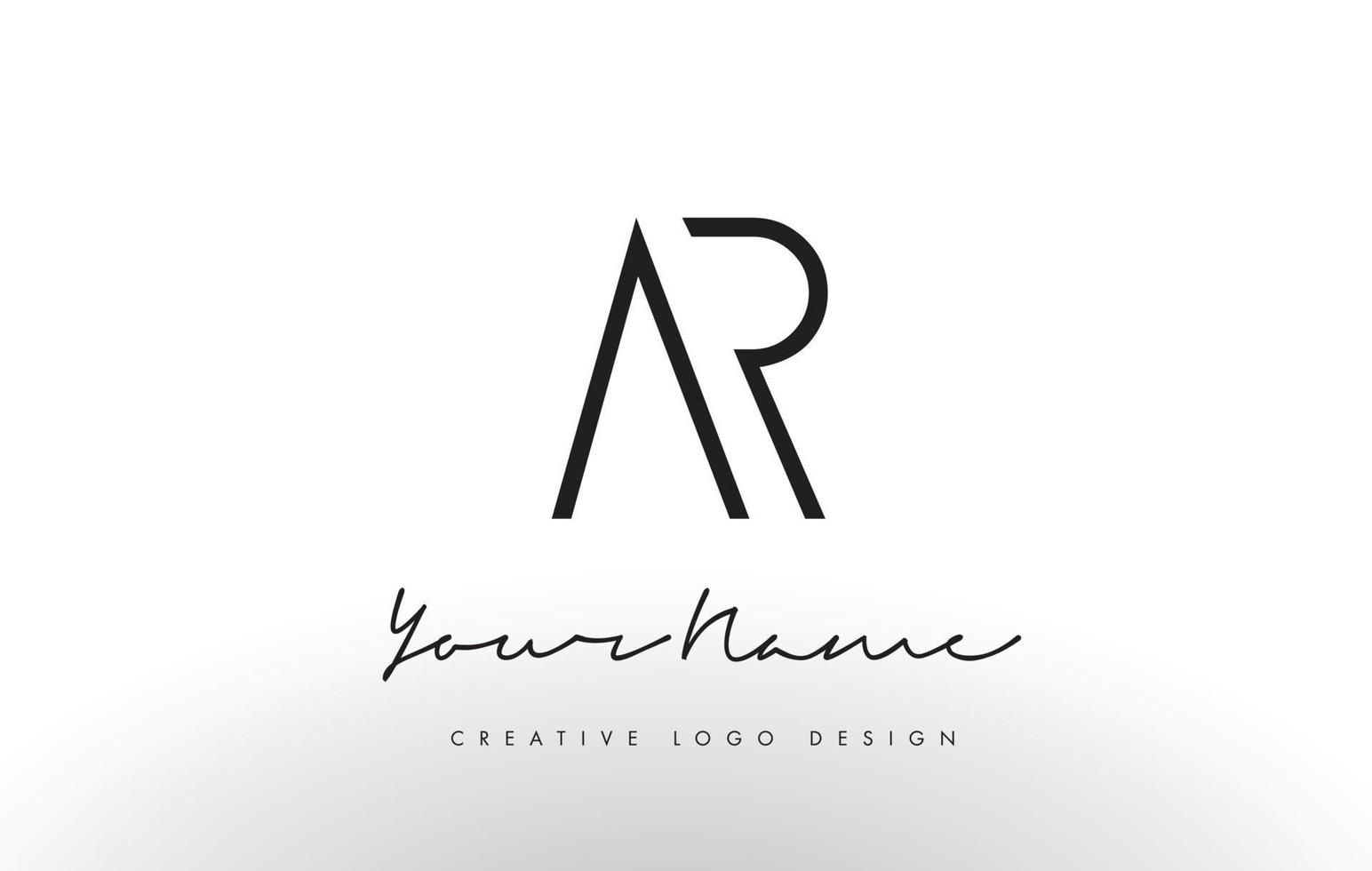 ar lettres logo design mince. concept créatif de lettre noire simple. vecteur