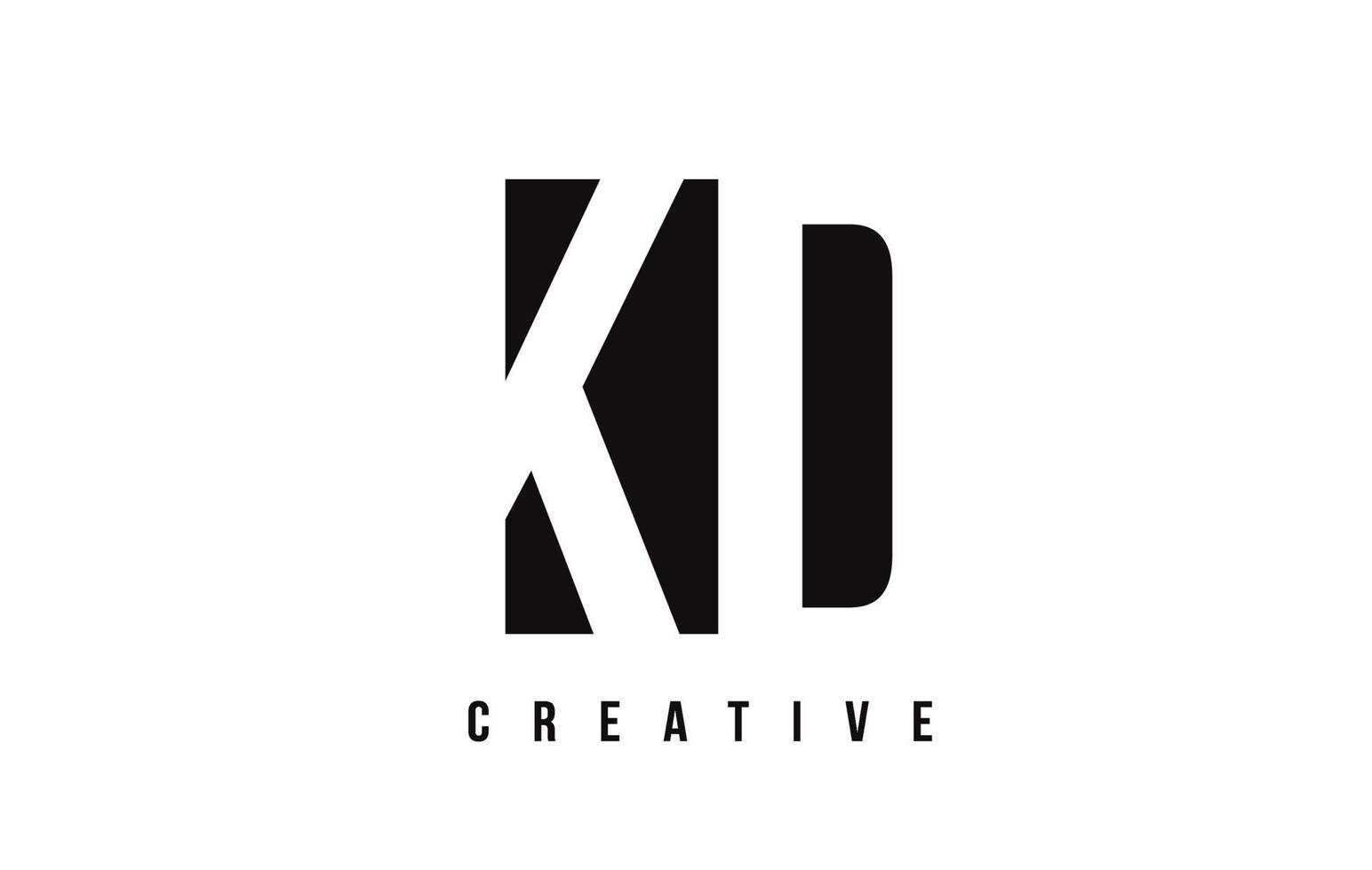 création de logo de lettre blanche kd kd avec carré noir. vecteur