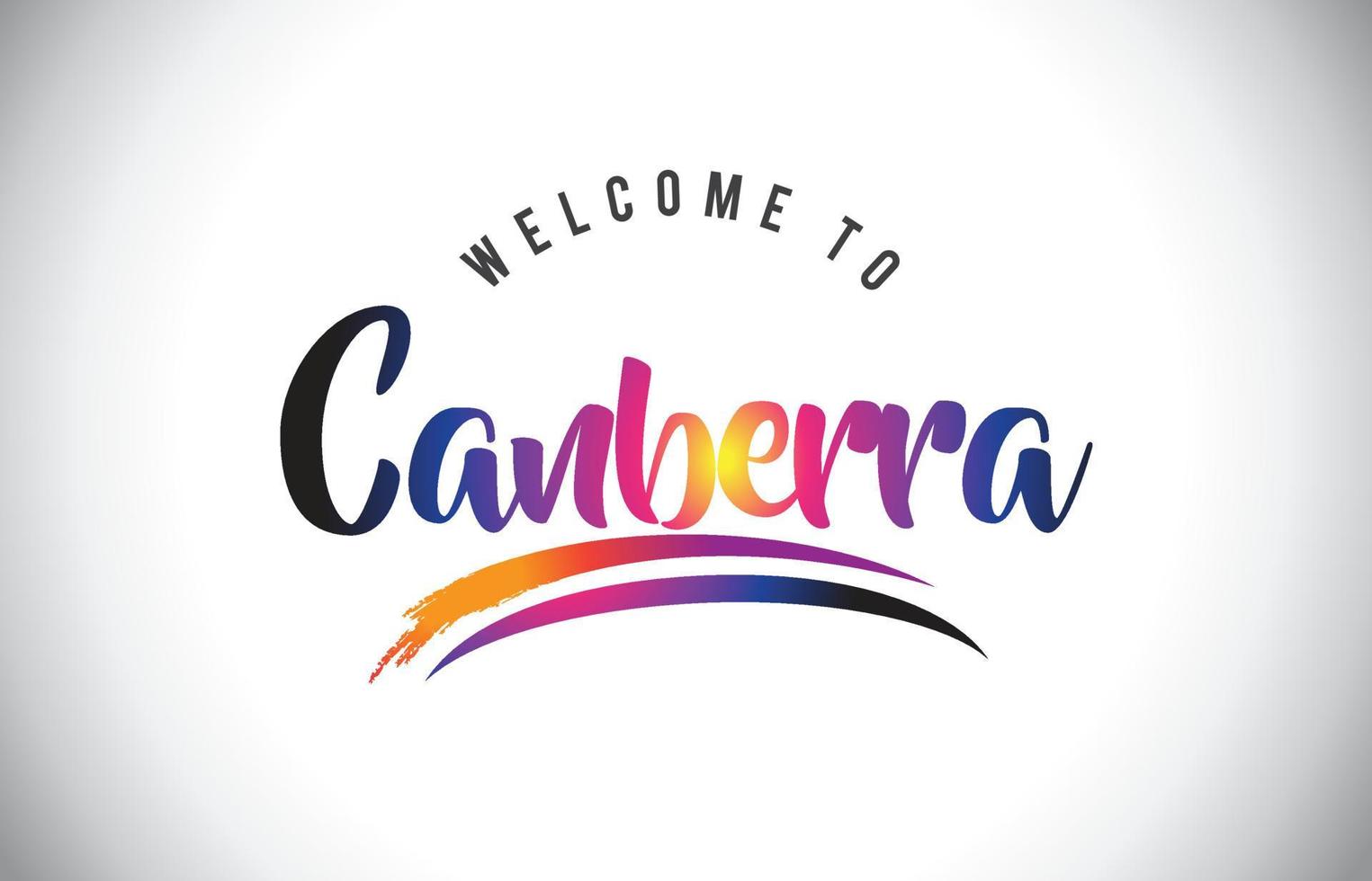 canberra bienvenue au message dans des couleurs modernes vibrantes violettes. vecteur