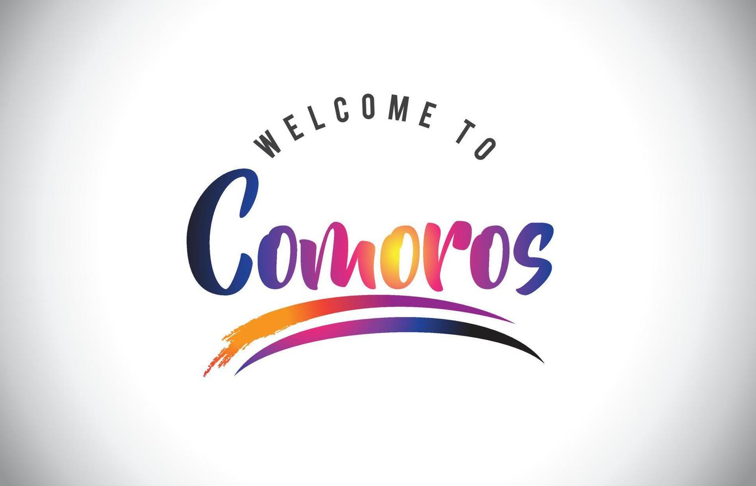 Comores bienvenue au message dans des couleurs modernes vibrantes pourpres. vecteur