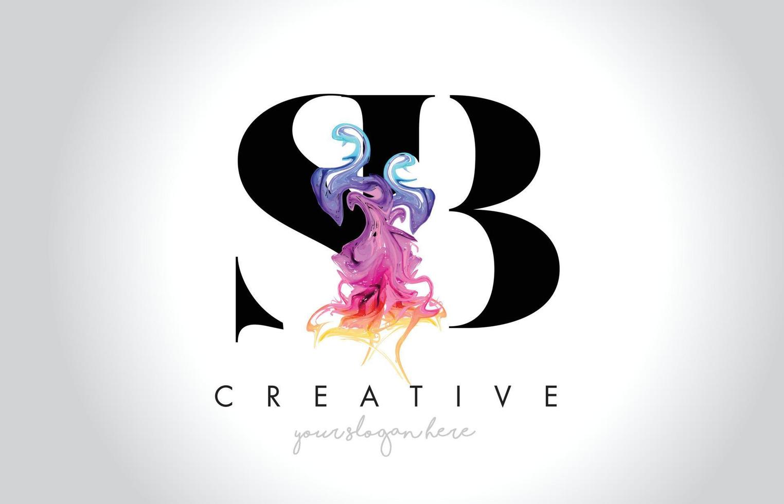 création de logo de lettre créative dynamique sb avec vecteur fluide d'encre de fumée colorée