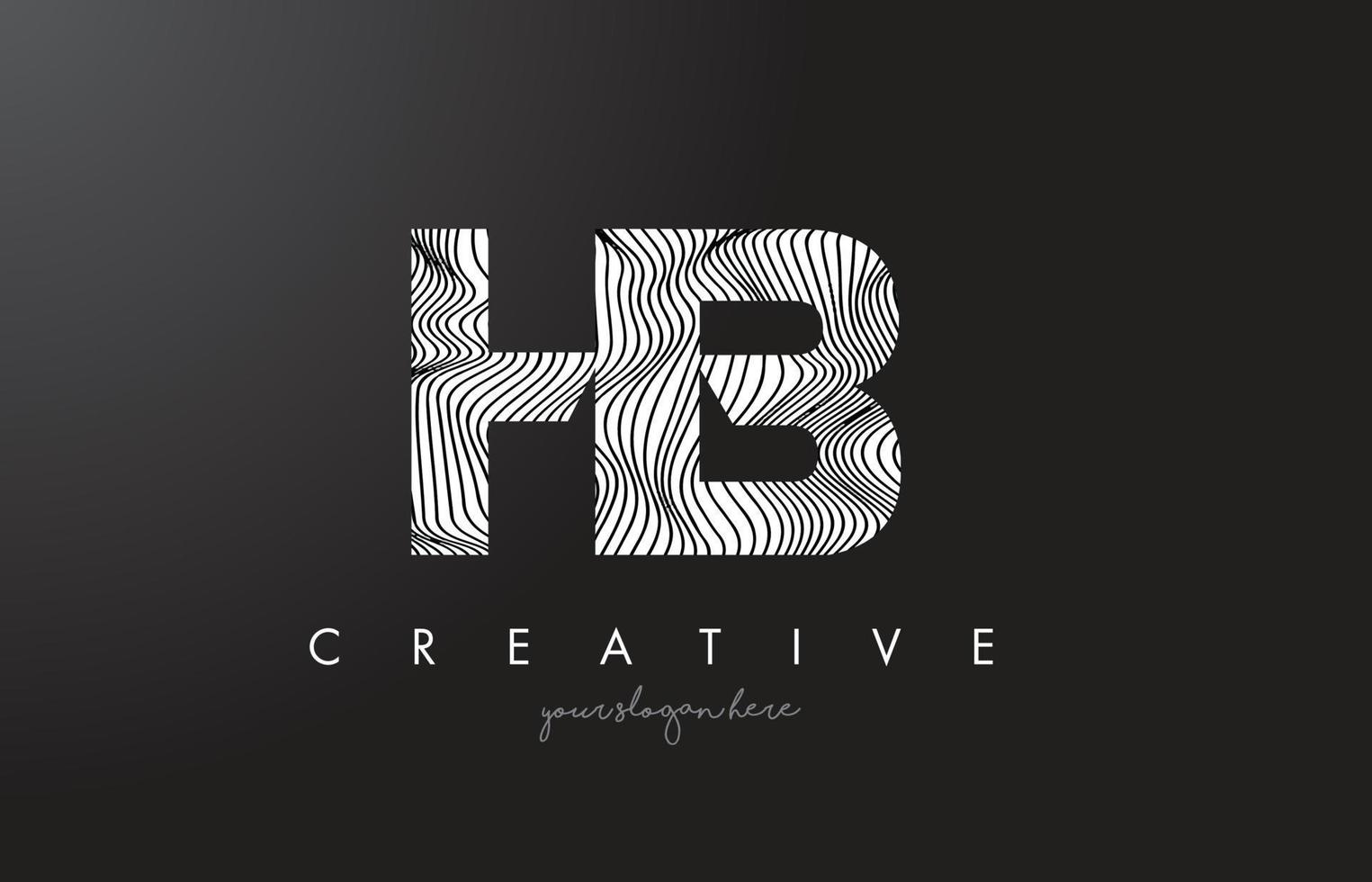 logo de lettre hb hb avec vecteur de conception de texture de lignes zébrées.