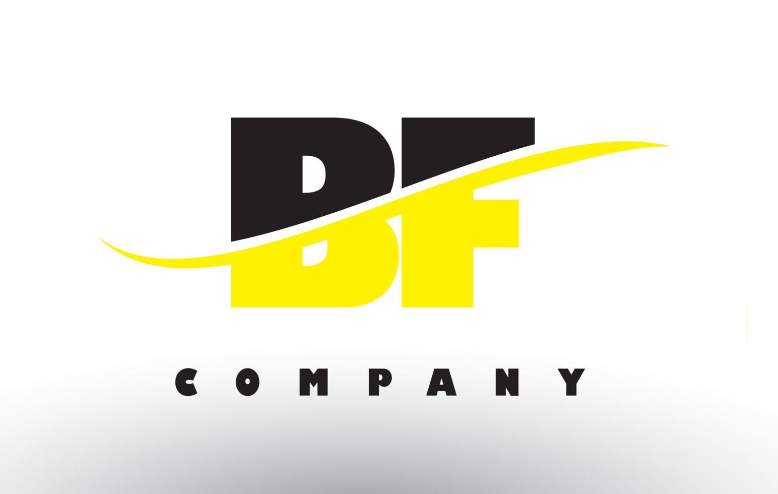 bf bf logo de lettre noir et jaune avec swoosh. vecteur