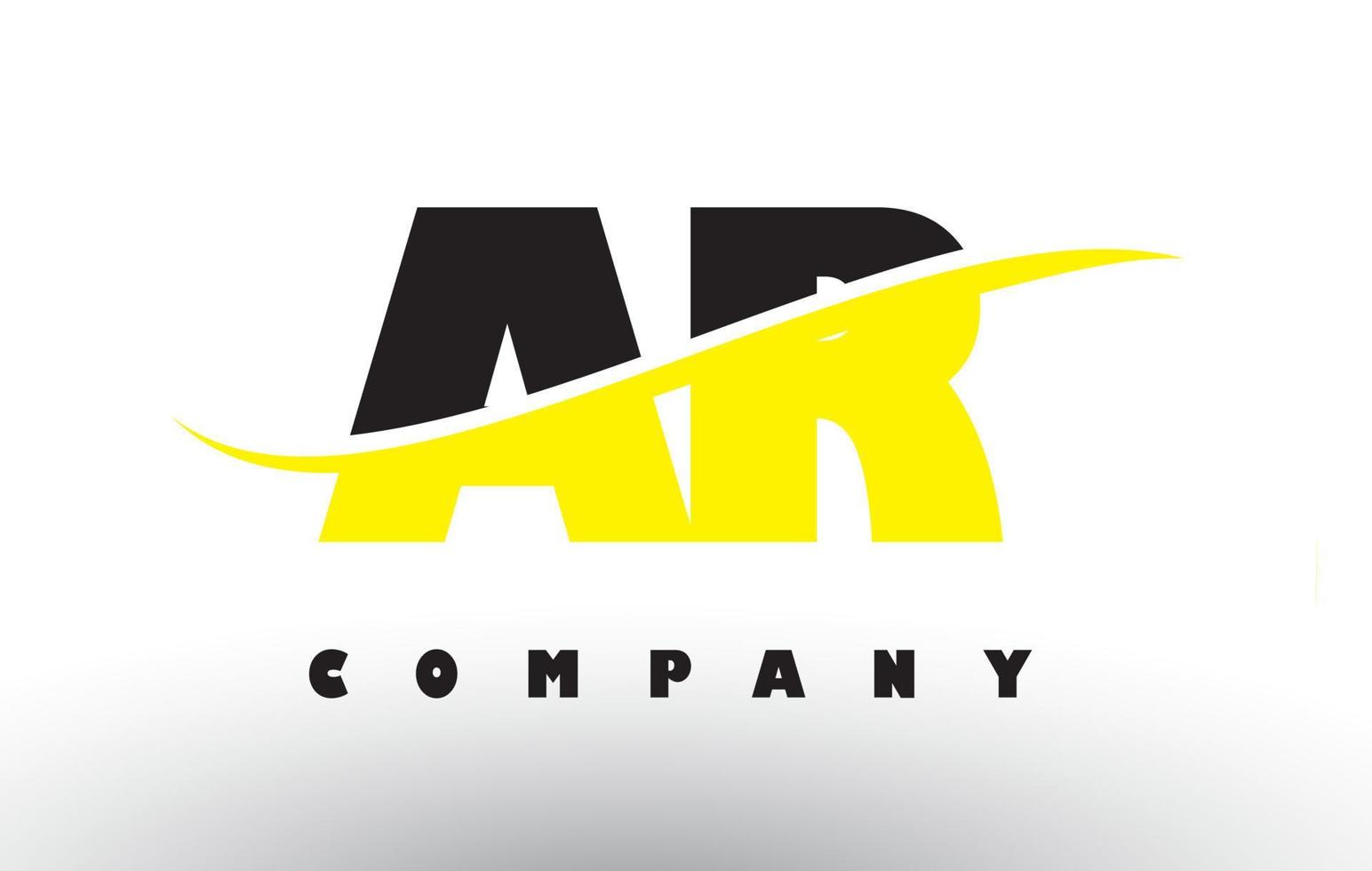 ar ar logo de lettre noir et jaune avec swoosh. vecteur