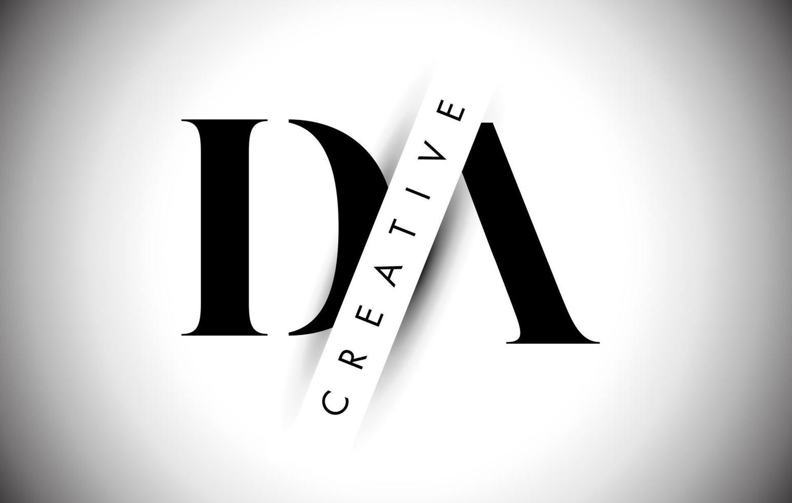 logo de lettre da da avec une coupe d'ombre créative et une conception de texte superposée. vecteur