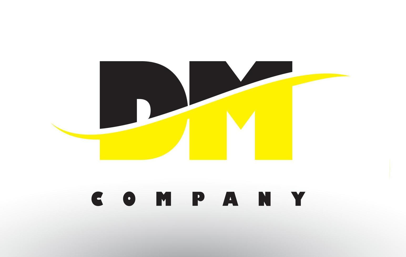 logo de lettre dm dm noir et jaune avec swoosh. vecteur