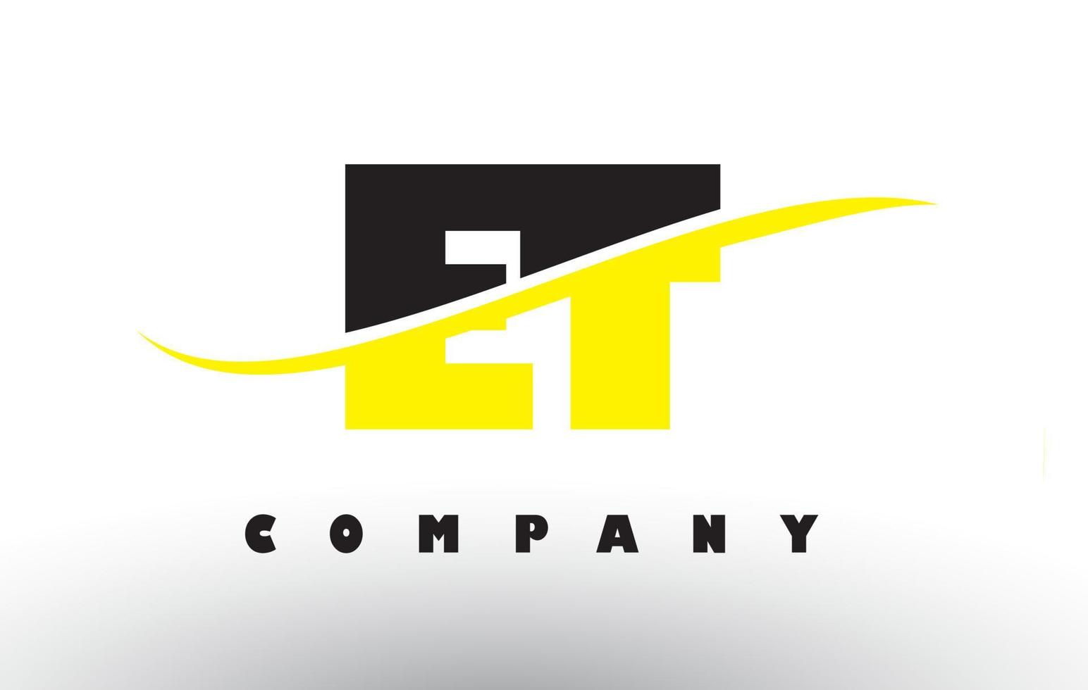 et et logo lettre noir et jaune avec swoosh. vecteur