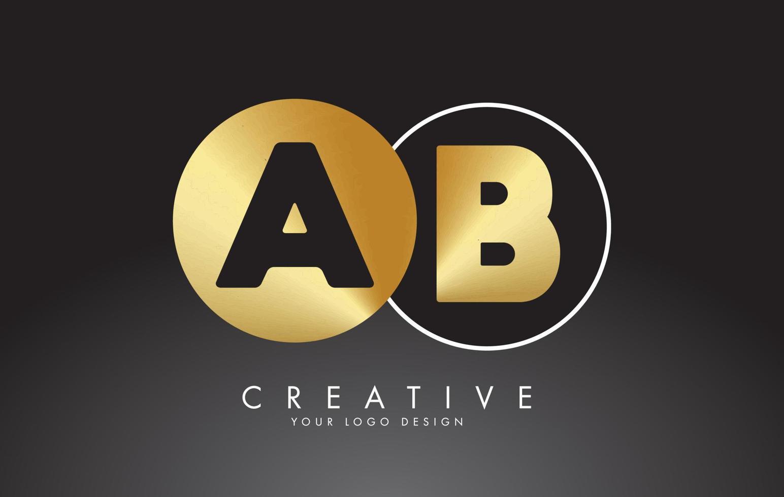 logo de lettres ab ab or et noir avec un design en cercle. simple icône ab ab avec deux cercles latéraux. vecteur