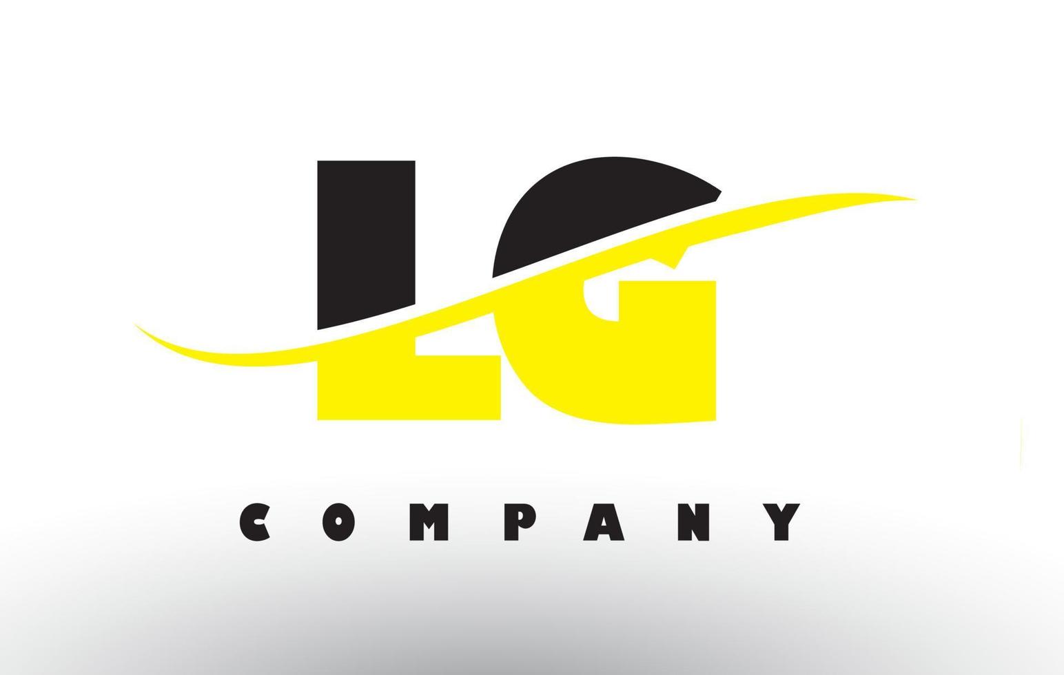 lg lg logo de lettre noir et jaune avec swoosh. vecteur