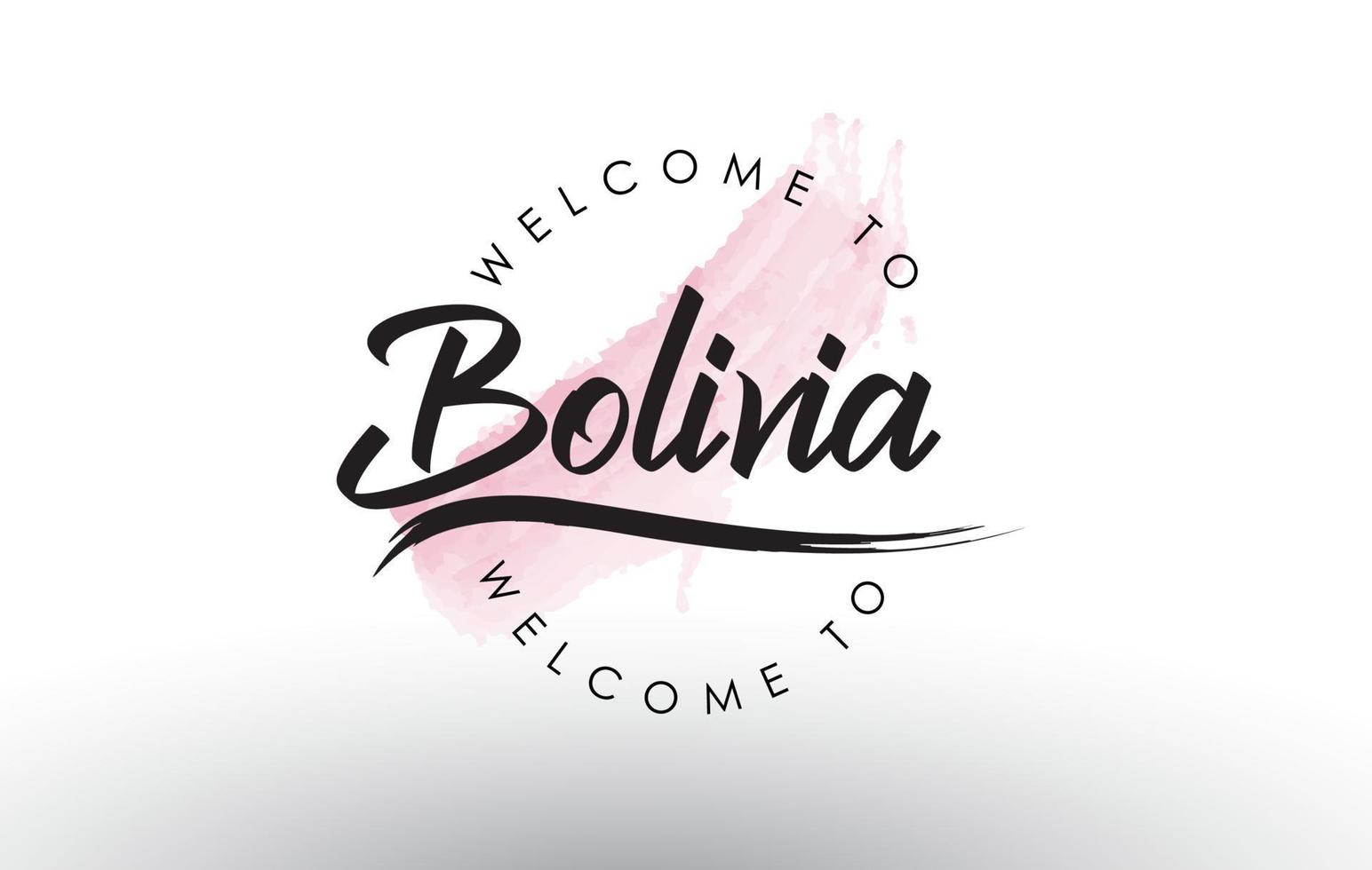 bolivie bienvenue au texte avec coup de pinceau rose aquarelle vecteur