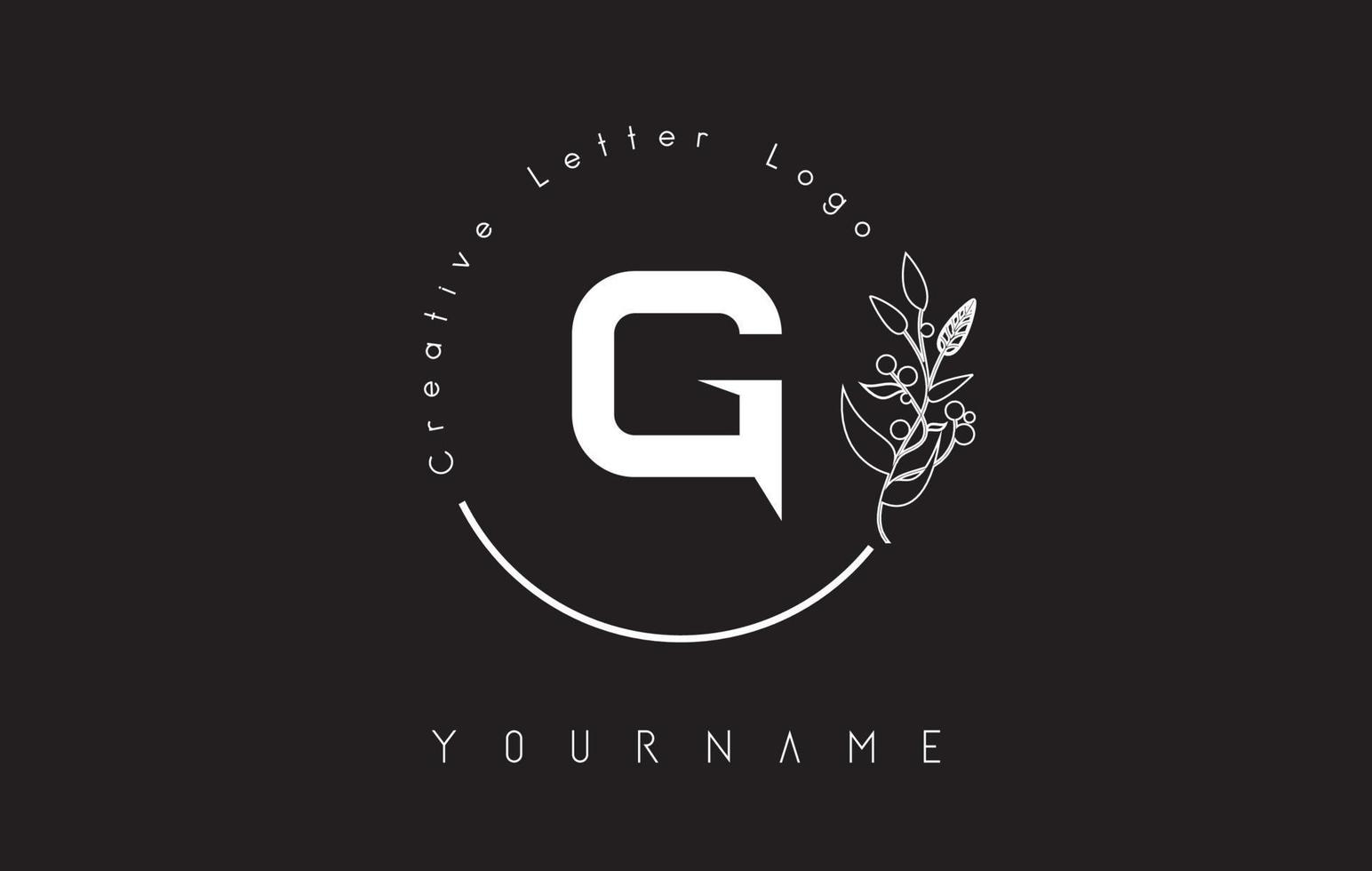 logo créatif de la lettre initiale g avec l'élément et la feuille de fleur dessinés à la main de cercle de lettrage. vecteur