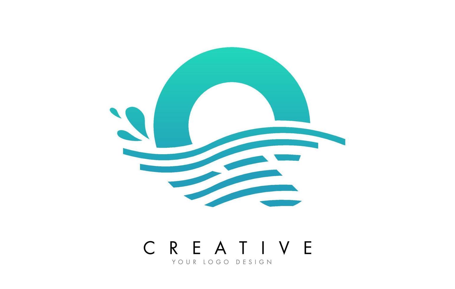 logo de lettre q avec des vagues et des gouttes d'eau. vecteur