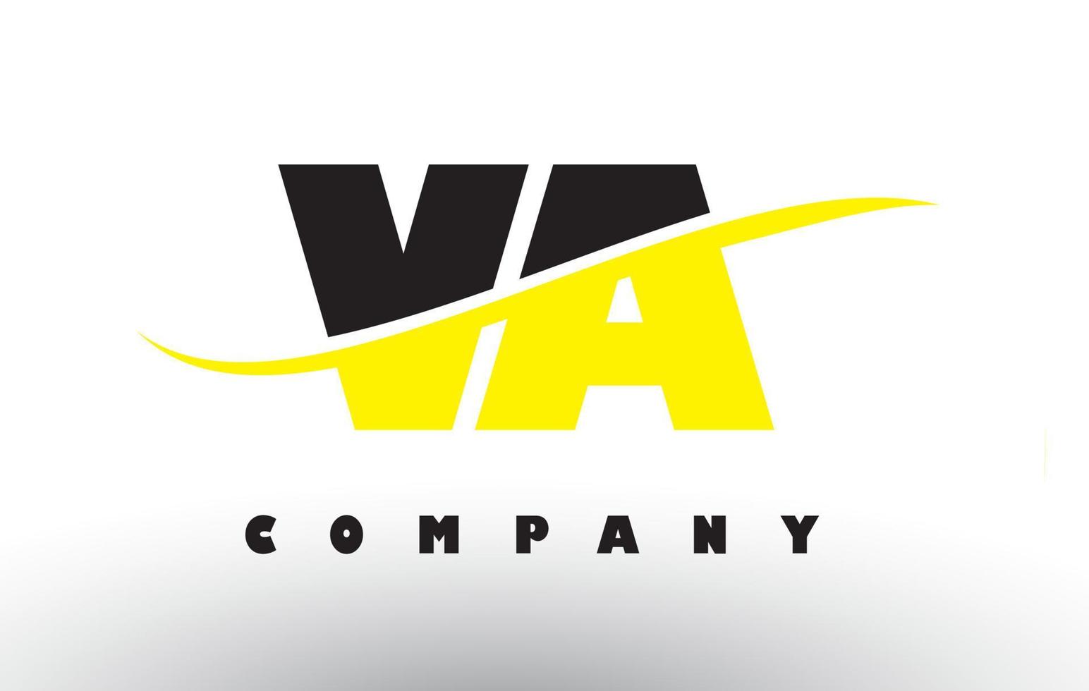 va va logo de lettre noir et jaune avec swoosh. vecteur