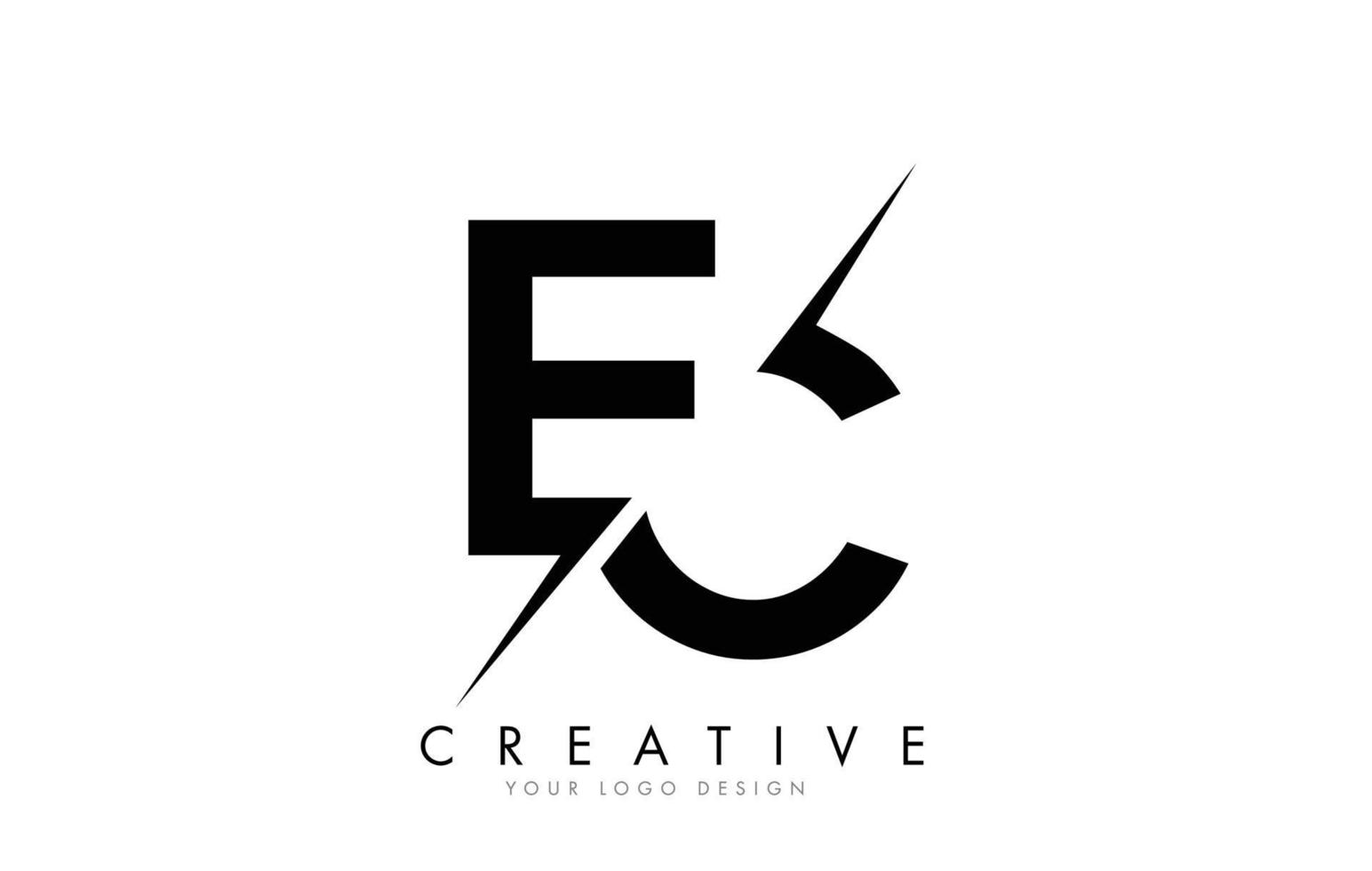 création de logo de lettre ec ec avec une coupe créative. vecteur