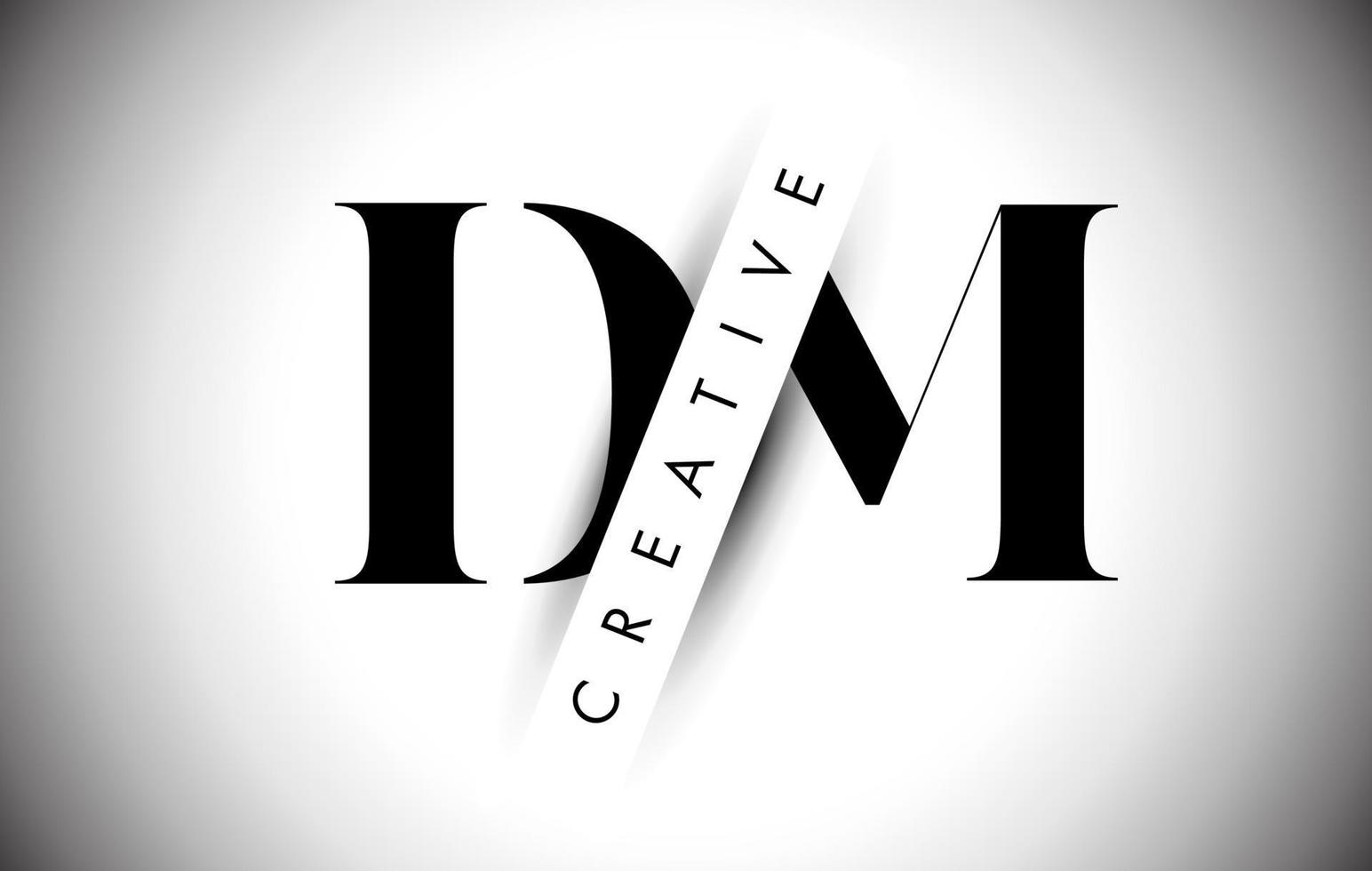 logo de lettre dm dm avec coupe d'ombre créative et conception de texte superposée. vecteur