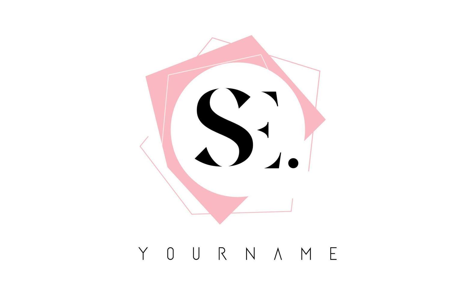 lettres géométriques se se avec un logo de couleur rose pastel avec des formes circulaires et rectangulaires. vecteur