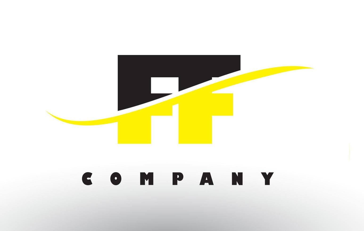 ff ff logo de lettre noir et jaune avec swoosh. vecteur