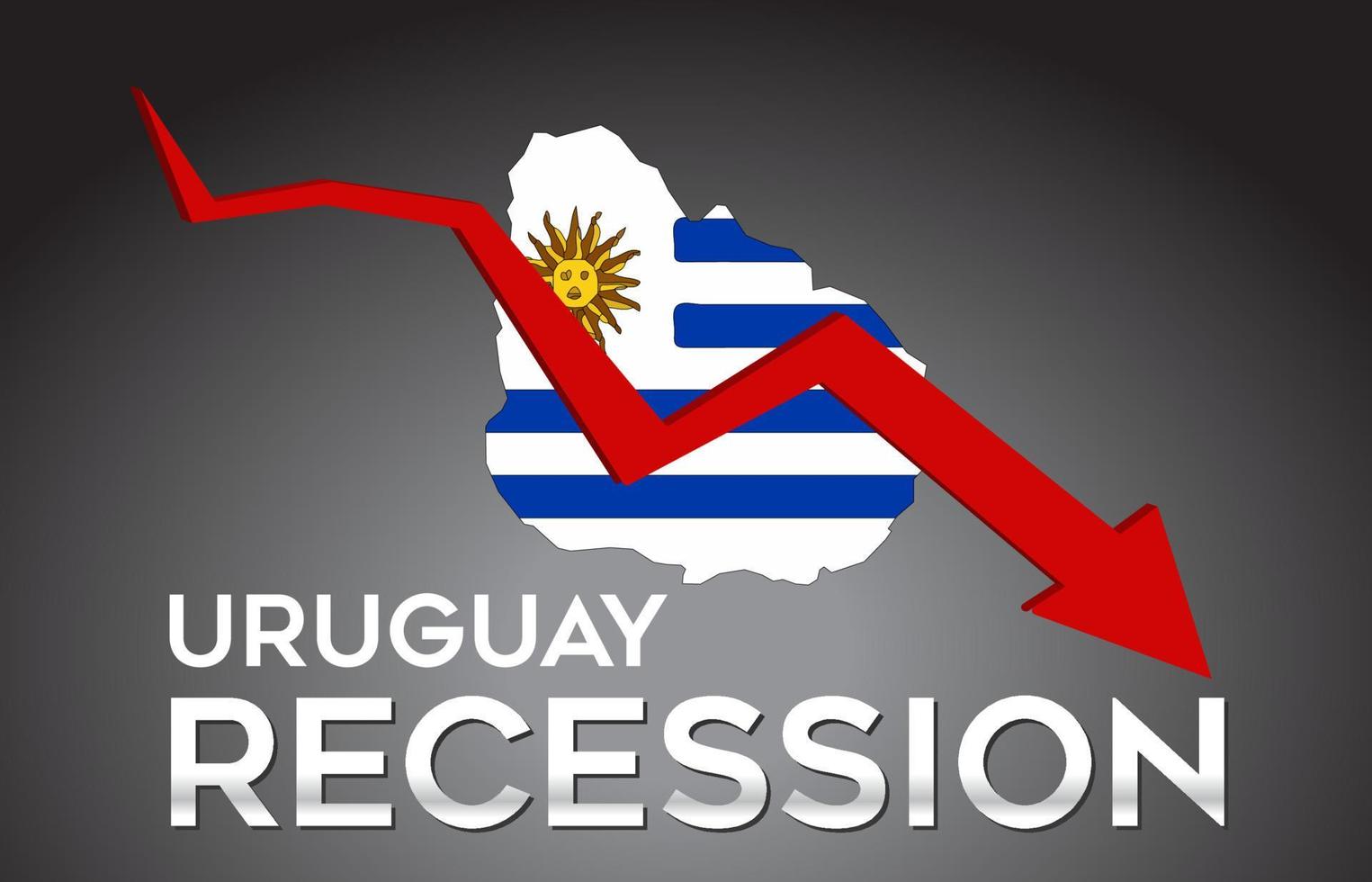 carte de l'uruguay récession crise économique concept créatif avec flèche de crash économique. vecteur