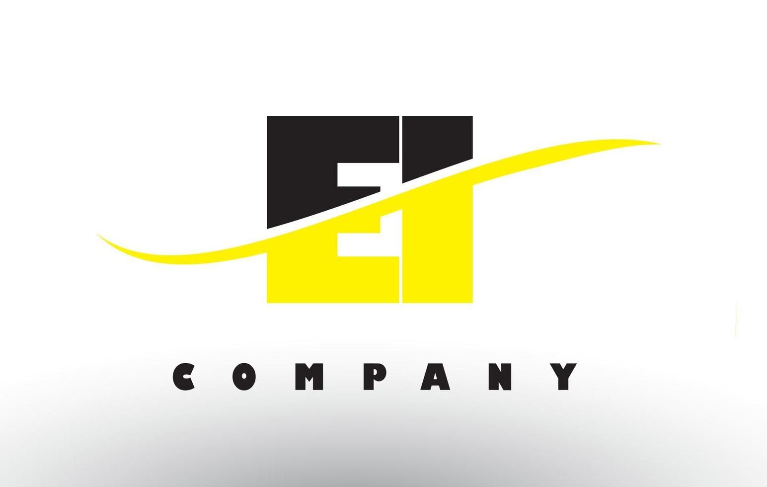 ei ei logo de lettre noir et jaune avec swoosh. vecteur