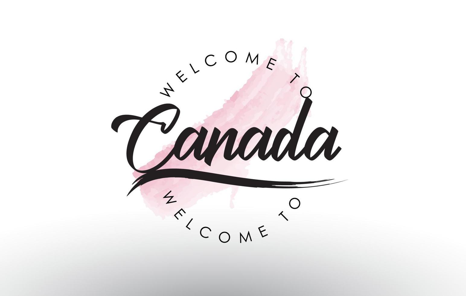 canada bienvenue au texte avec coup de pinceau rose aquarelle vecteur