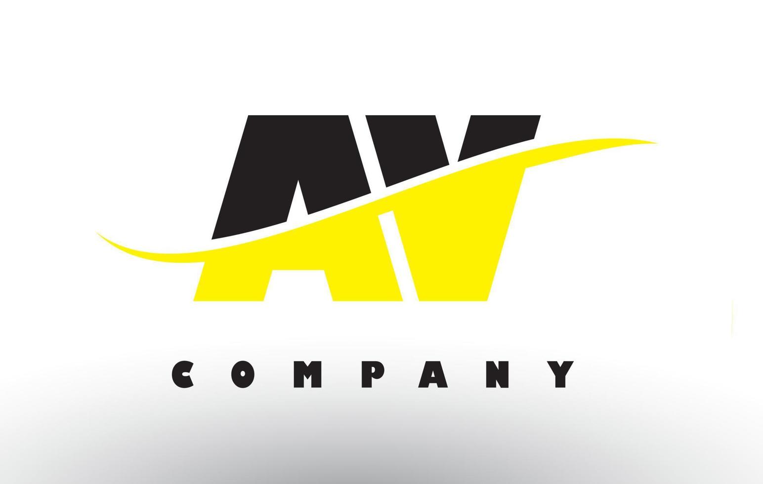 av av logo de lettre noir et jaune avec swoosh. vecteur