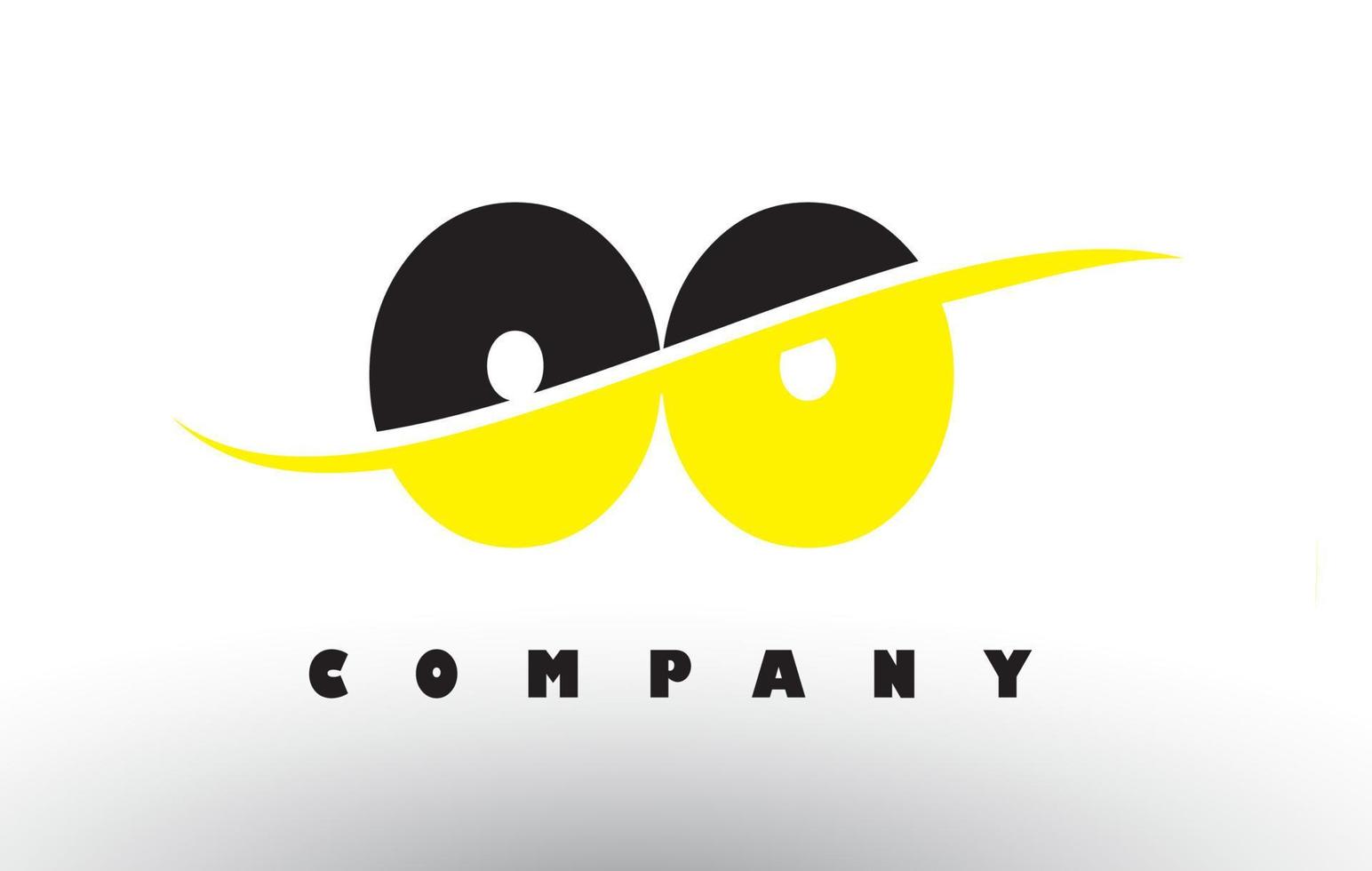 oo o logo de lettre noir et jaune avec swoosh. vecteur