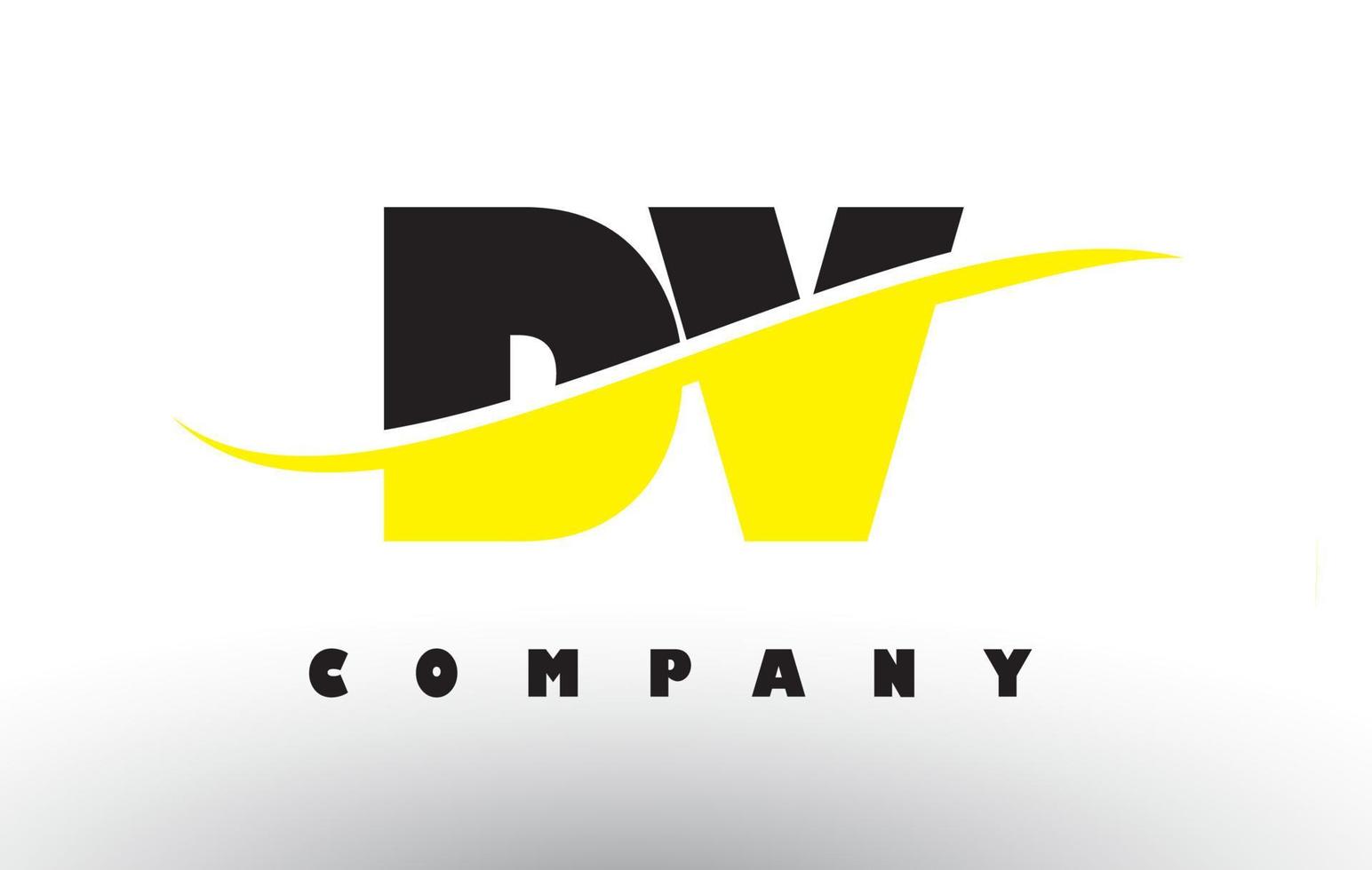 logo de lettre dv dv noir et jaune avec swoosh. vecteur